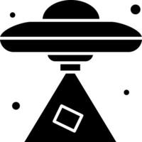 An alien spaceship flying over a pyramid vector