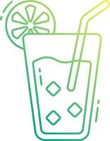 A drink with a straw and slice of lemon vector