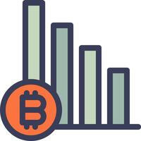 Bitcoin graph icon with bar chart vector