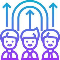 Three people with arrows pointing up and down vector