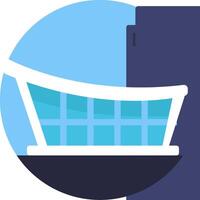 A shopping basket icon with a building in the background vector