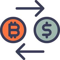 Bitcoin and dollar icon vector