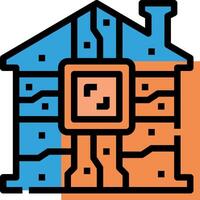 A house with a circuit board on it vector