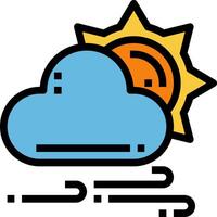 A cloud with a sun behind it vector