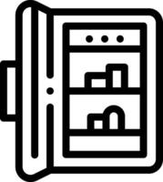 A black and white icon of a refrigerator vector
