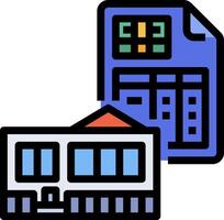 A building and a calculator icon vector