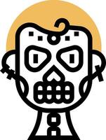 A cartoon skull with a face and eyes vector