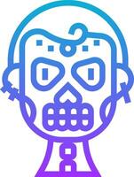 A skull with a face and a blue and purple outline vector