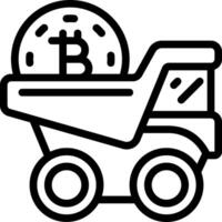 Bitcoin mining truck icon vector