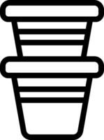 A black and white illustration of a stack of pots vector