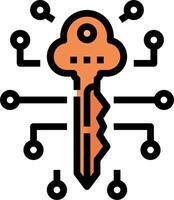 A key with a circuit board around it vector