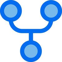 A blue and white icon with three circles vector