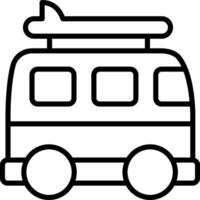 A bus with a surfboard on top of it coloring page vector