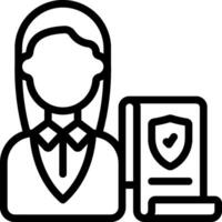 A woman with a book and a shield icon vector