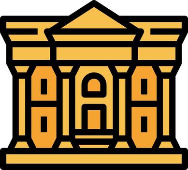 un edificio con columnas y un techo vector