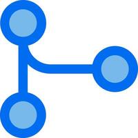 A blue and white icon with three circles vector