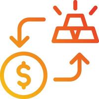 A dollar sign and a gold bar are connected to each other vector