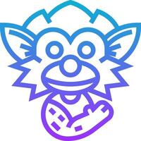 A cartoon monkey with a blue and purple outline vector