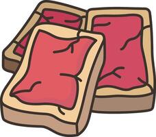 A slice of meat is shown on a white background vector