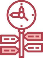A red and white clock with arrows pointing to it vector