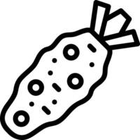 A black and white drawing of a carrot vector