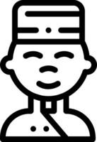 A black and white icon of a man in a hat vector