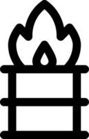 A black and white icon of a fire vector