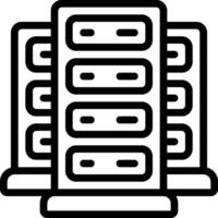 A black and white illustration of a server rack vector