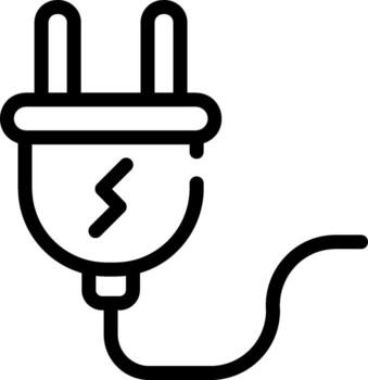 A black and white image of a plug with a cord vector