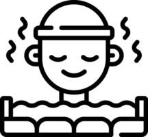 A man is in a bathtub with a towel over his head vector