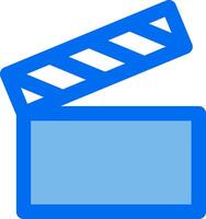 A blue clapper board icon on a white background vector