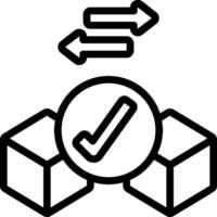 A black and white icon of a box with a check mark vector