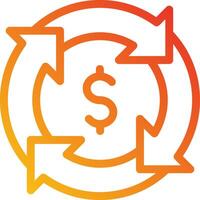 A circle with arrows pointing to a dollar sign vector