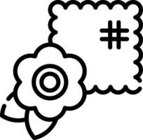 A flower and a note are shown in a line vector