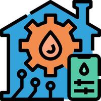 A house with a water pump and a phone icon vector