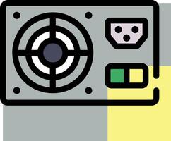 A computer with a fan and a yellow and green background vector