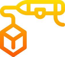 A yellow and orange icon of a gun and a box vector
