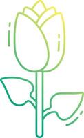 A green and yellow flower with leaves on it vector