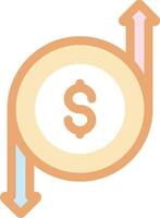 A dollar sign in an arrow pointing upward vector