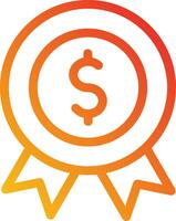 A dollar sign icon on an orange and yellow background vector