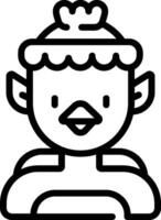 A black and white line icon of a man with a crown vector