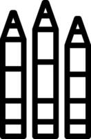 Three crayons are shown in black and white vector