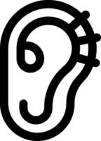 An ear icon with a black outline vector