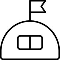 A black and white image of a tent with a flag vector