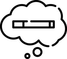 A black and white image of a thought bubble with a cigarette in it vector