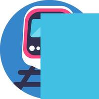 A train is shown in a blue circle with a white background vector
