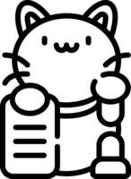 A black and white cat holding a pen and paper vector