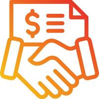 Handshake icon with money and paper vector