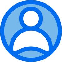 A blue and white icon with a person in the center vector