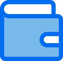 A blue wallet icon with a blue handle vector